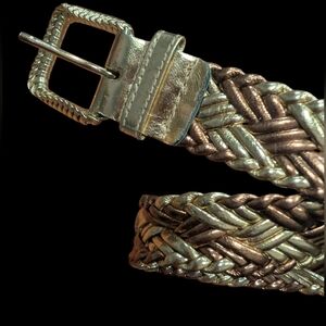 Braided Metallic Silver and Gold Women's Belt - Size S/M